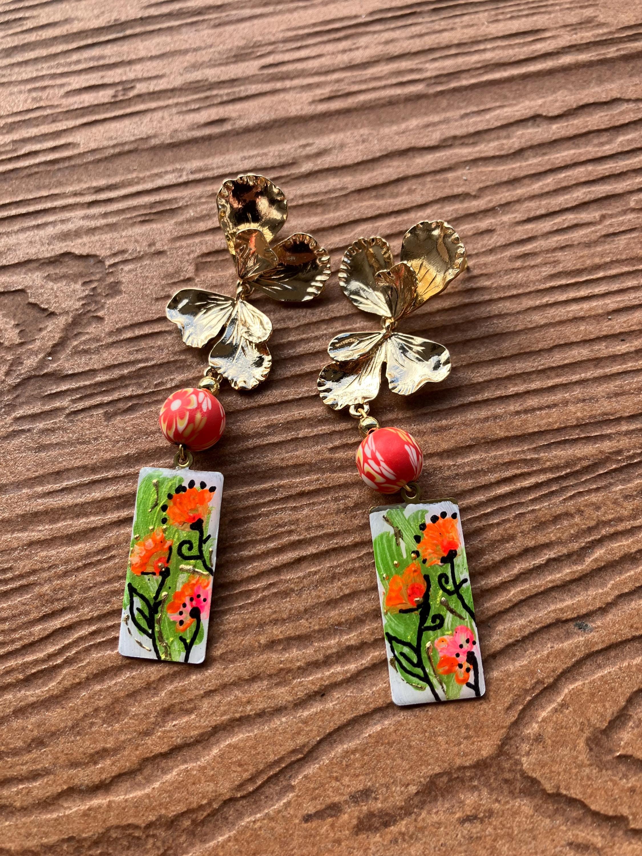 Longues boucles d oreille artistiques fleuries romantiques japonisantes