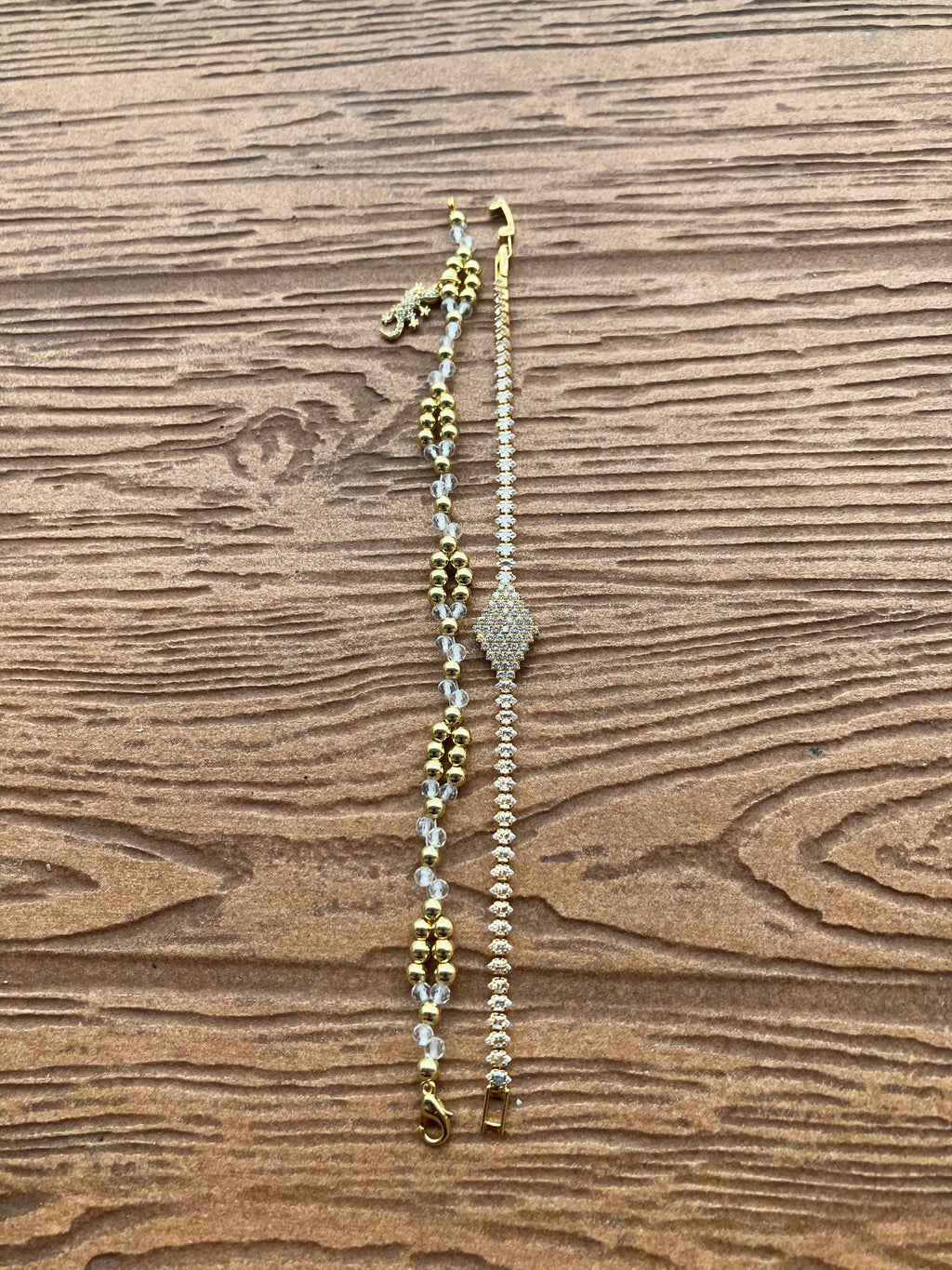 ensemble bracelets modernes en plaqué or 18 carats semi précieuse cristal de roche et zircons