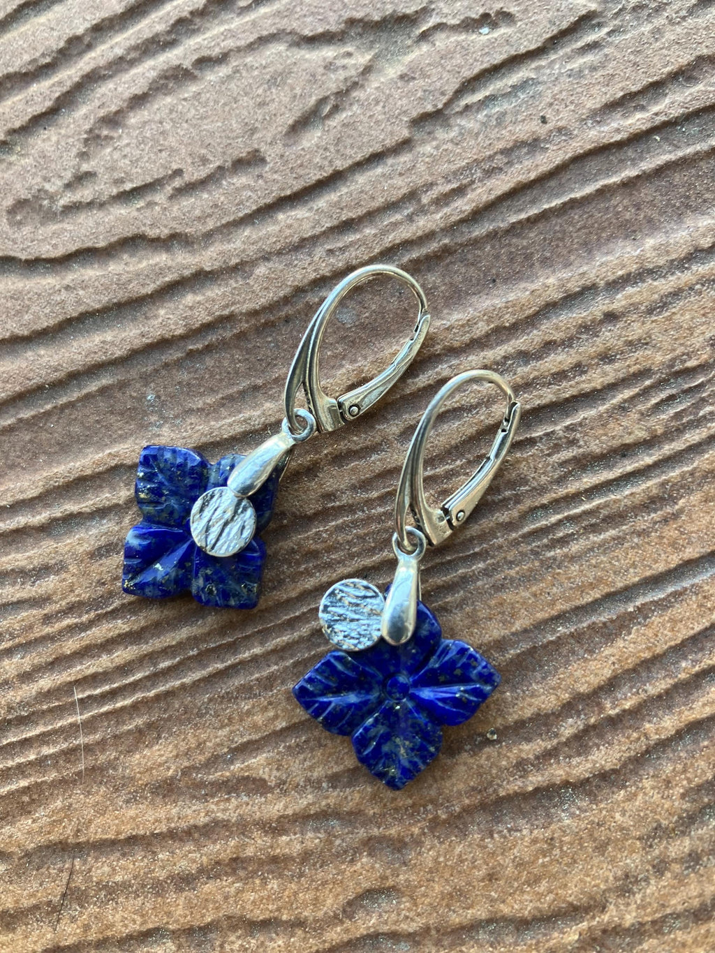 Boucles, boucles d oreille argent , boucles bleues, lapis lazuli, boucles etoile, semi precieuse