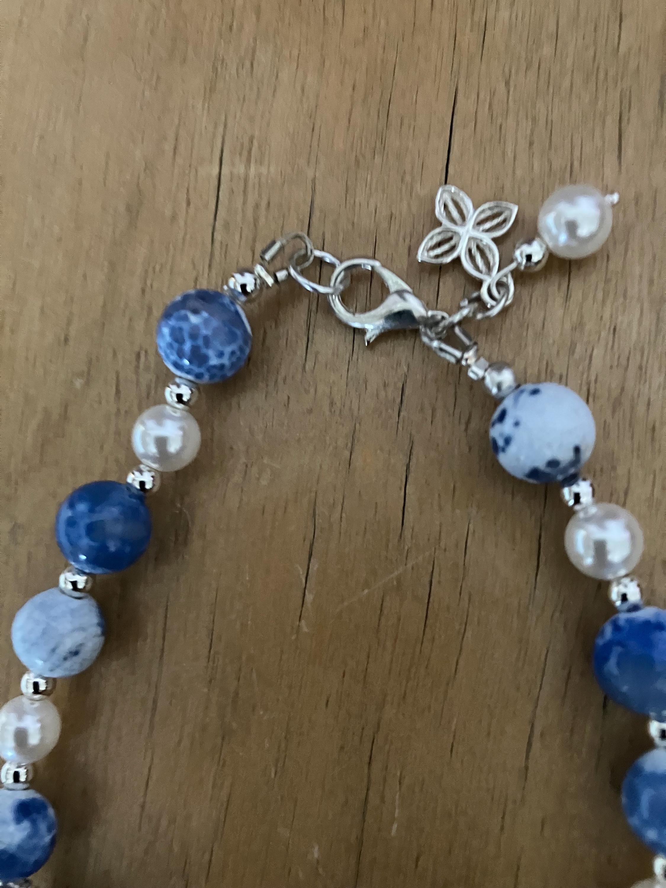 Bracelet, bracelet chic, semi précieuse ,agate de feu bleu, argent 925