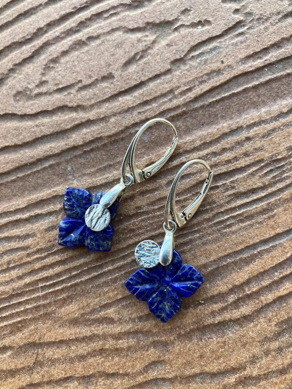 Boucles, boucles d oreille argent , boucles bleues, lapis lazuli, boucles etoile, semi precieuse