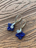Boucles, boucles d oreille argent , boucles bleues, lapis lazuli, boucles etoile, semi precieuse
