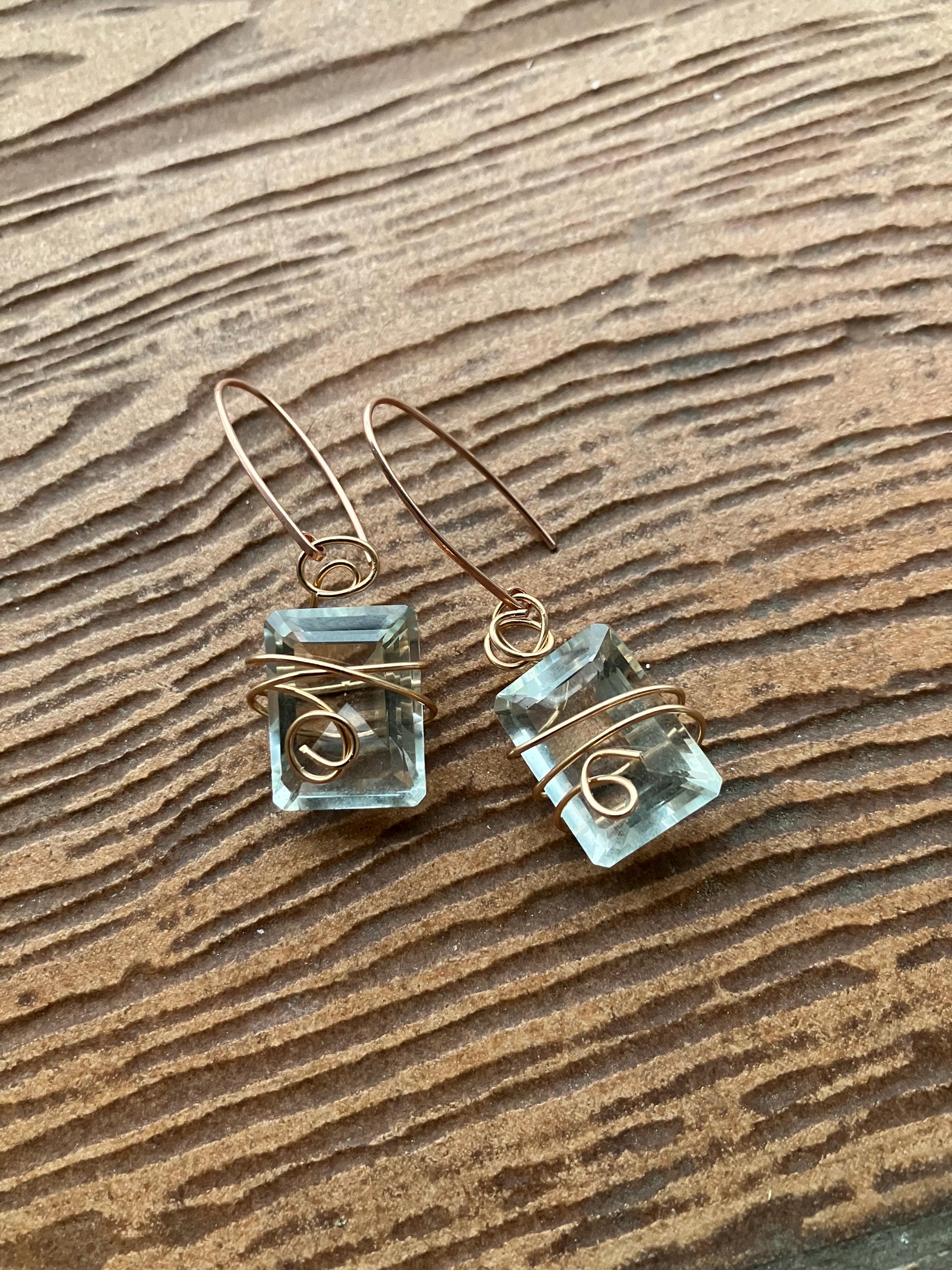 Boucles, boucles artistiques, argent 925, bronze, semi précieuse, améthyste verte, grade AAA