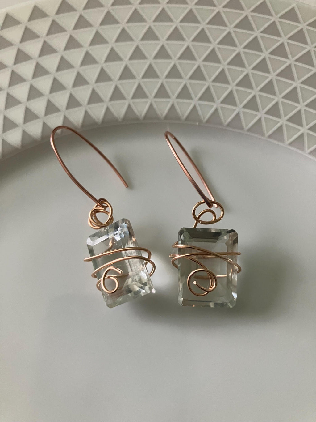 Boucles, boucles artistiques, argent 925, bronze, semi précieuse, améthyste verte, grade AAA