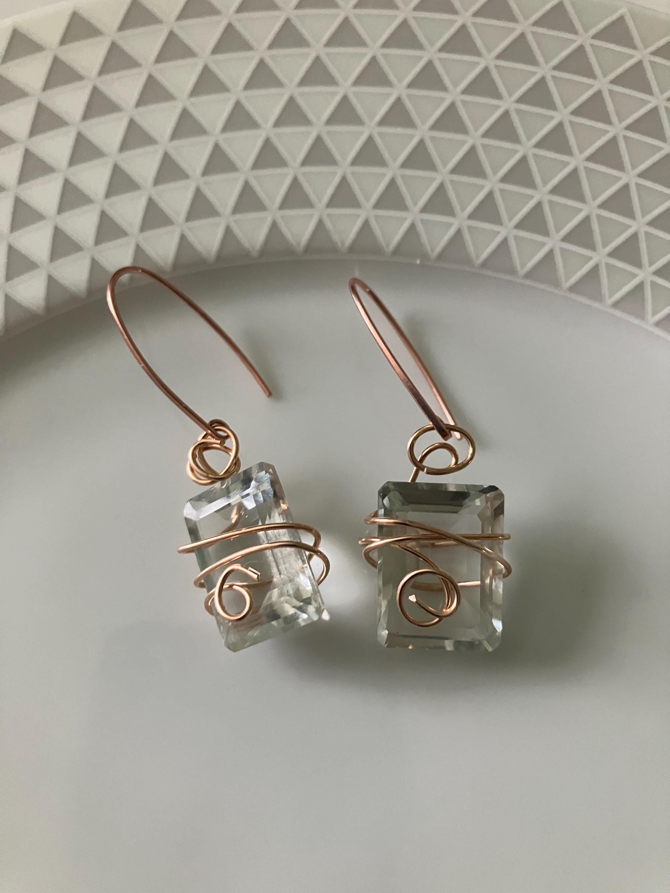 Boucles, boucles artistiques, argent 925, bronze, semi précieuse, améthyste verte, grade AAA