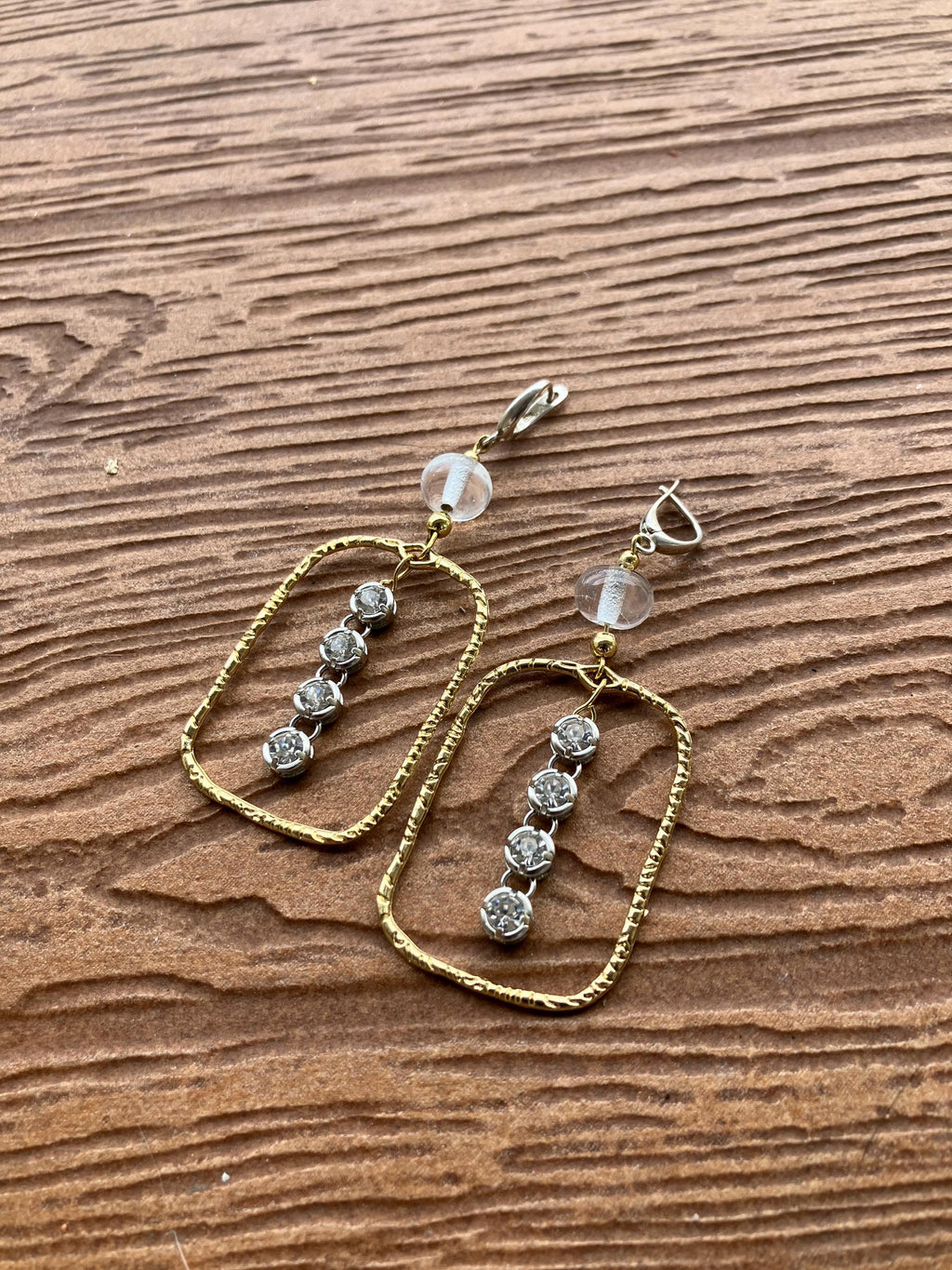 boucles pendantes rectangulaires tendance argent 925, verre filé d art, plaqué or et alliage placage or