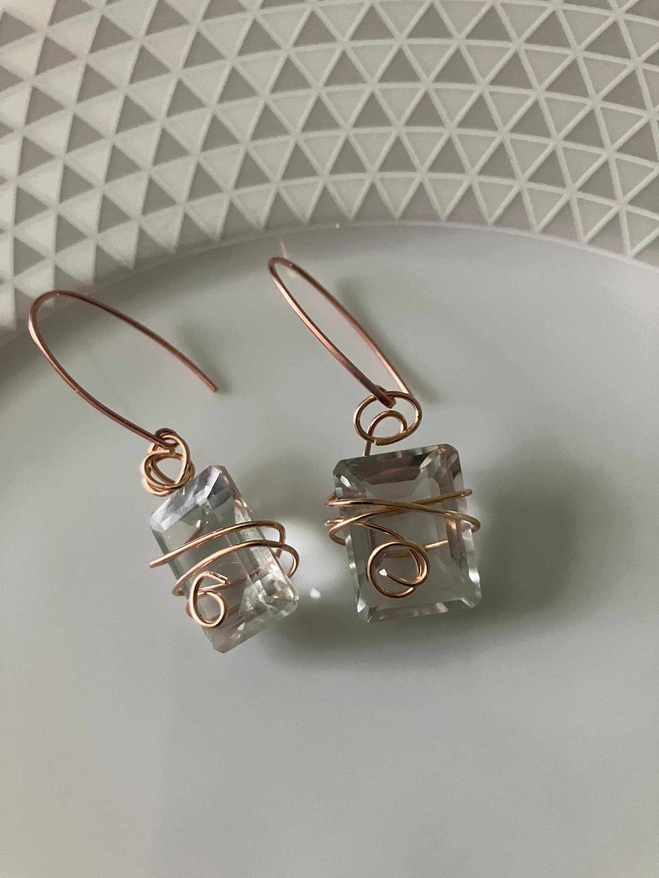 Boucles, boucles artistiques, argent 925, bronze, semi précieuse, améthyste verte, grade AAA