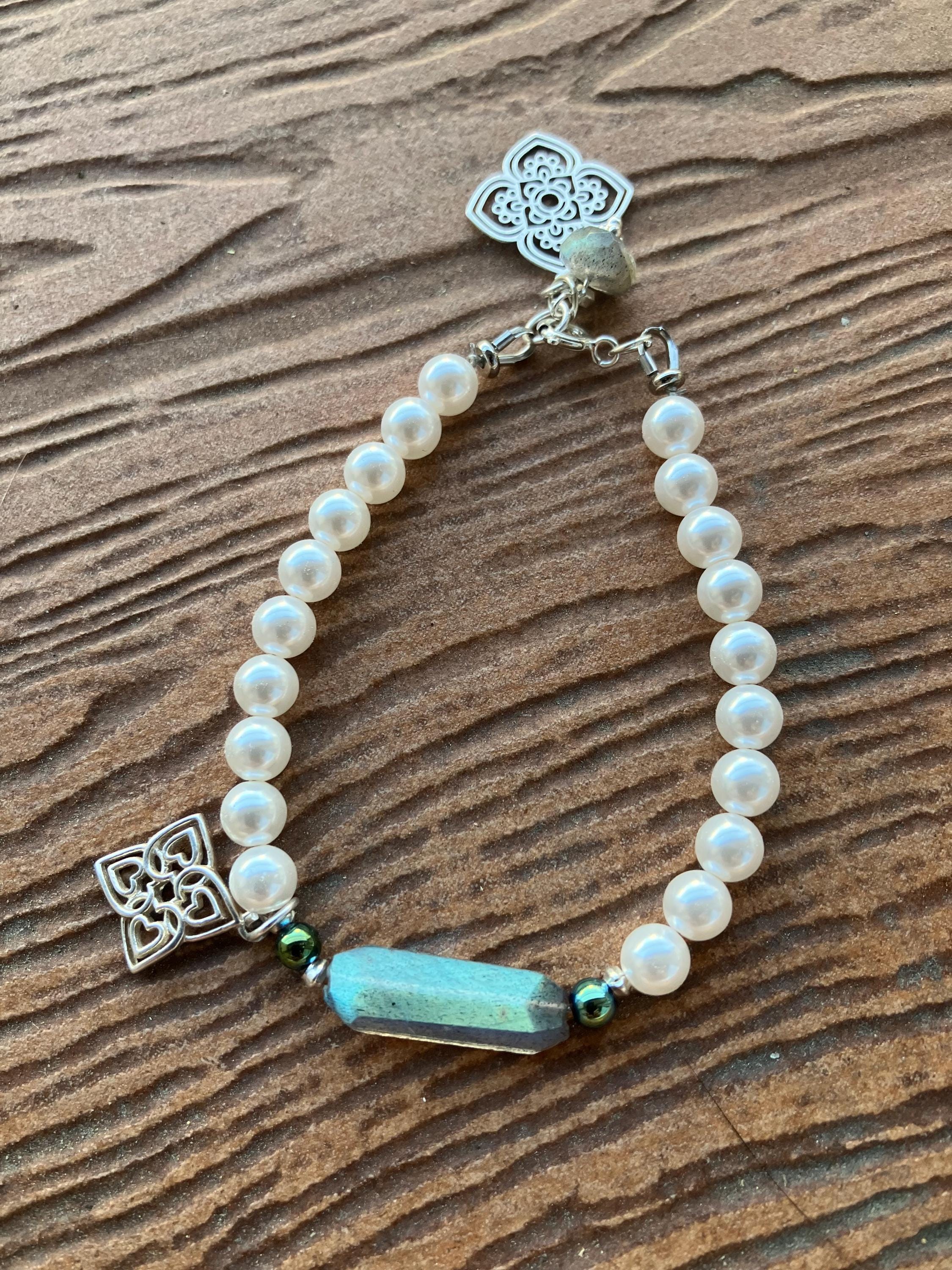 Bracelet chic minimaliste, bracelet perles et labradorite, bracelet tendance, bracelet argent, fête des mères