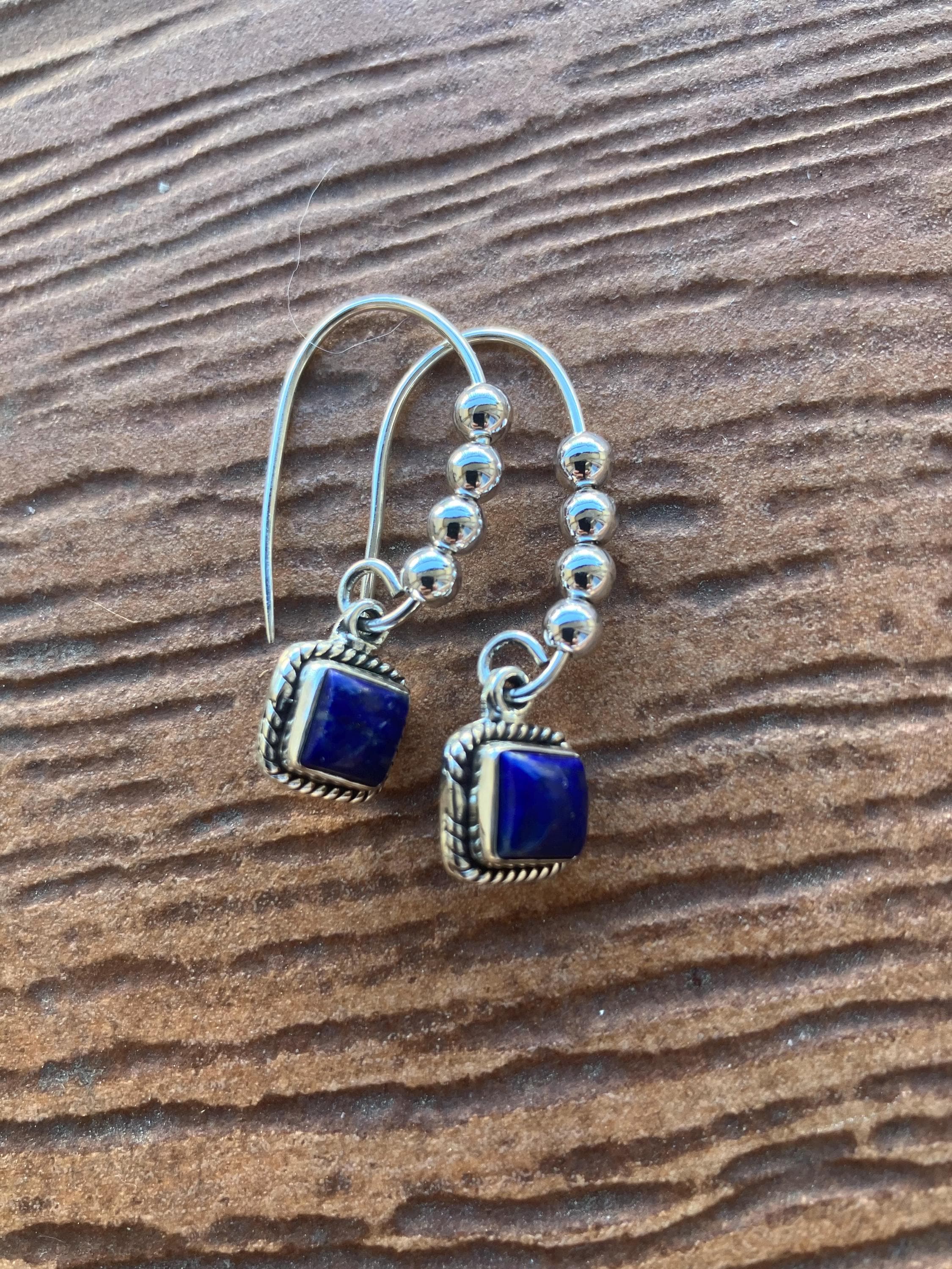 boucles, boucles semi précieuse, boucles argent 925, boucles lapis lazuli