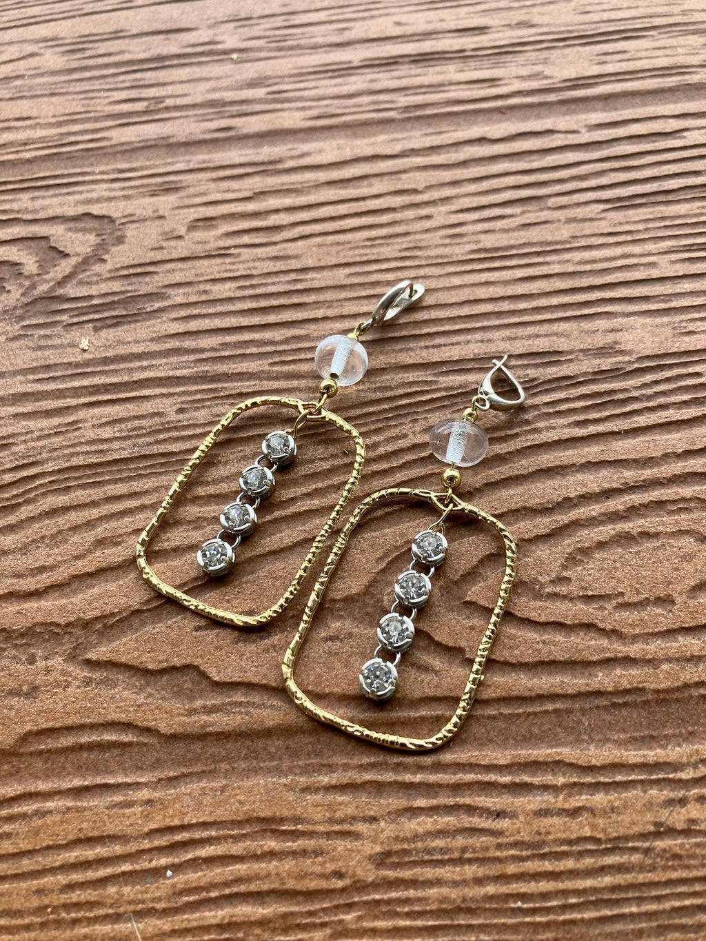 boucles pendantes rectangulaires tendance argent 925, verre filé d art, plaqué or et alliage placage or