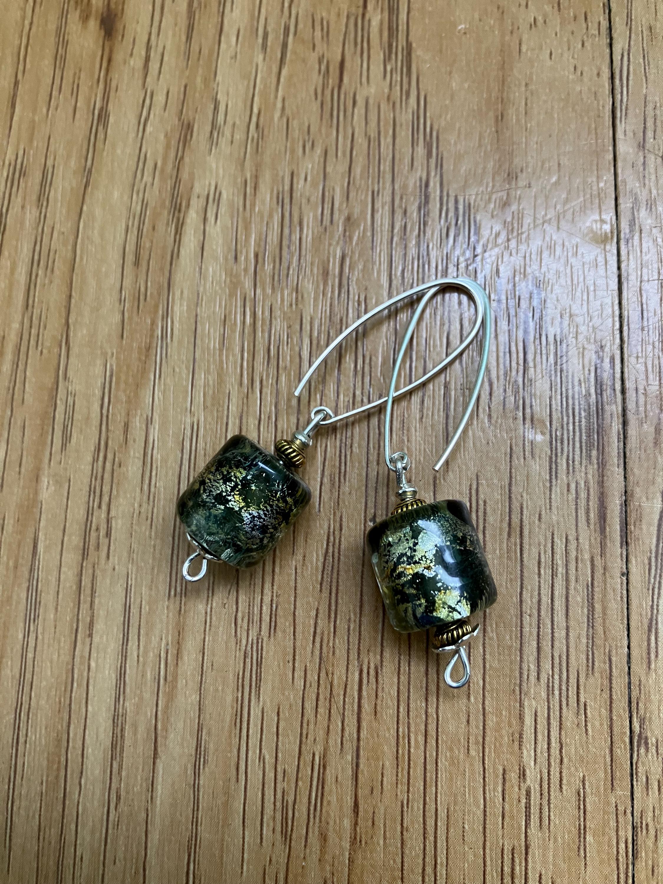 Boucles, boucles argent 925, Boucles verre filé, boucles chic minimaliste