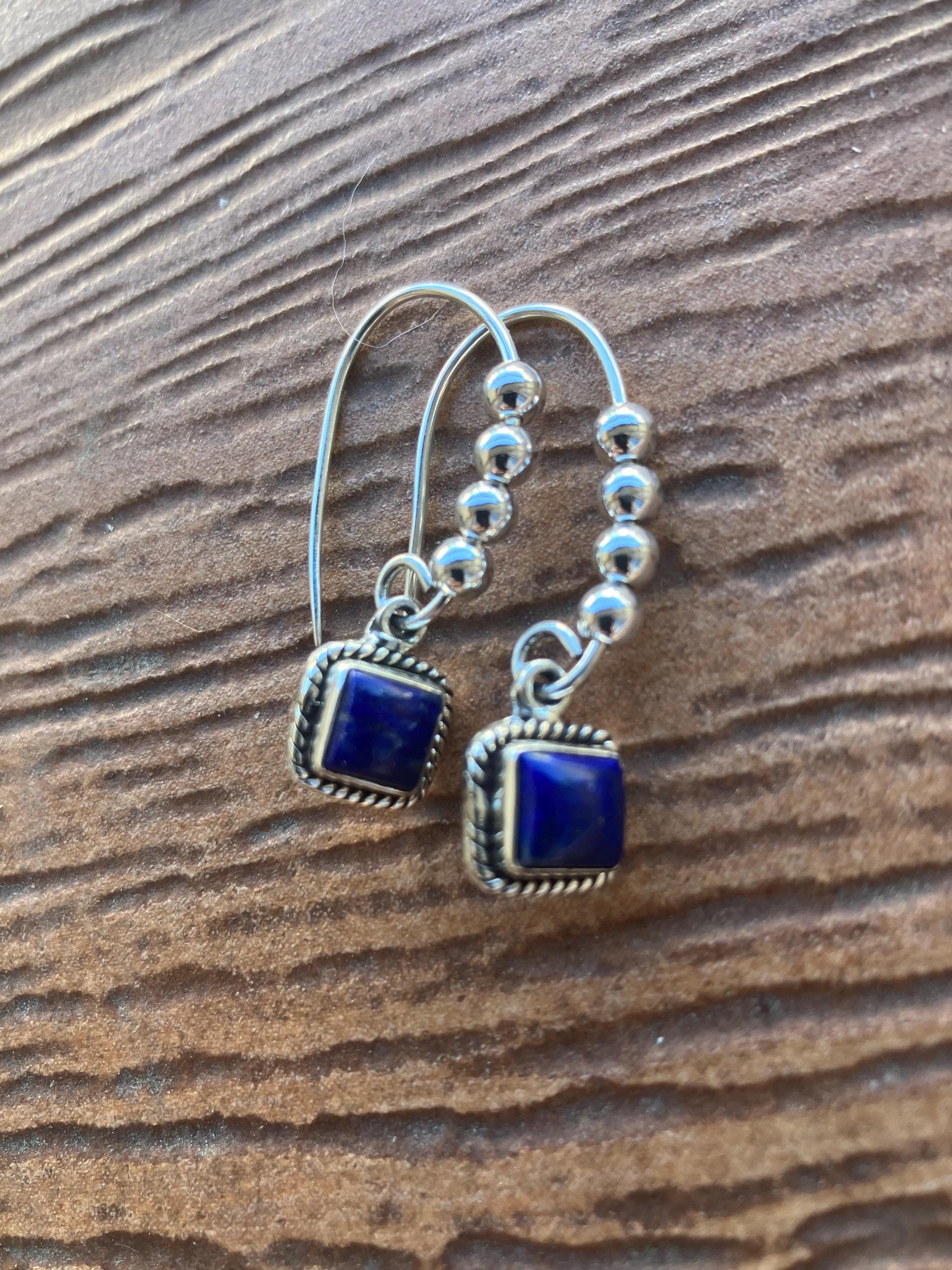 boucles, boucles semi précieuse, boucles argent 925, boucles lapis lazuli