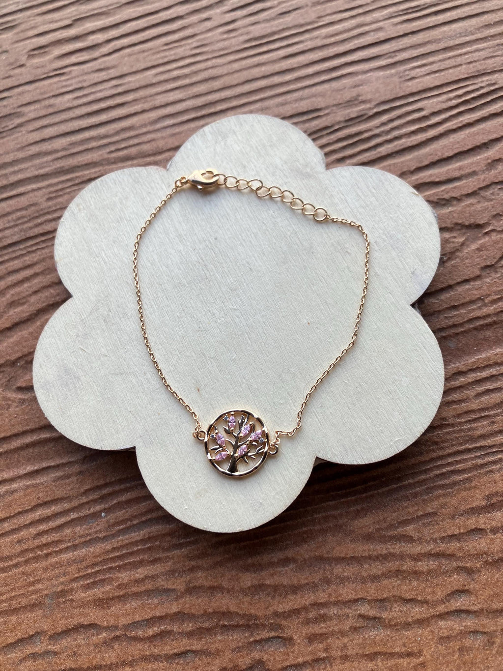 Bracelet, bracelet arbre de vie, plaqué or 18k trois microns