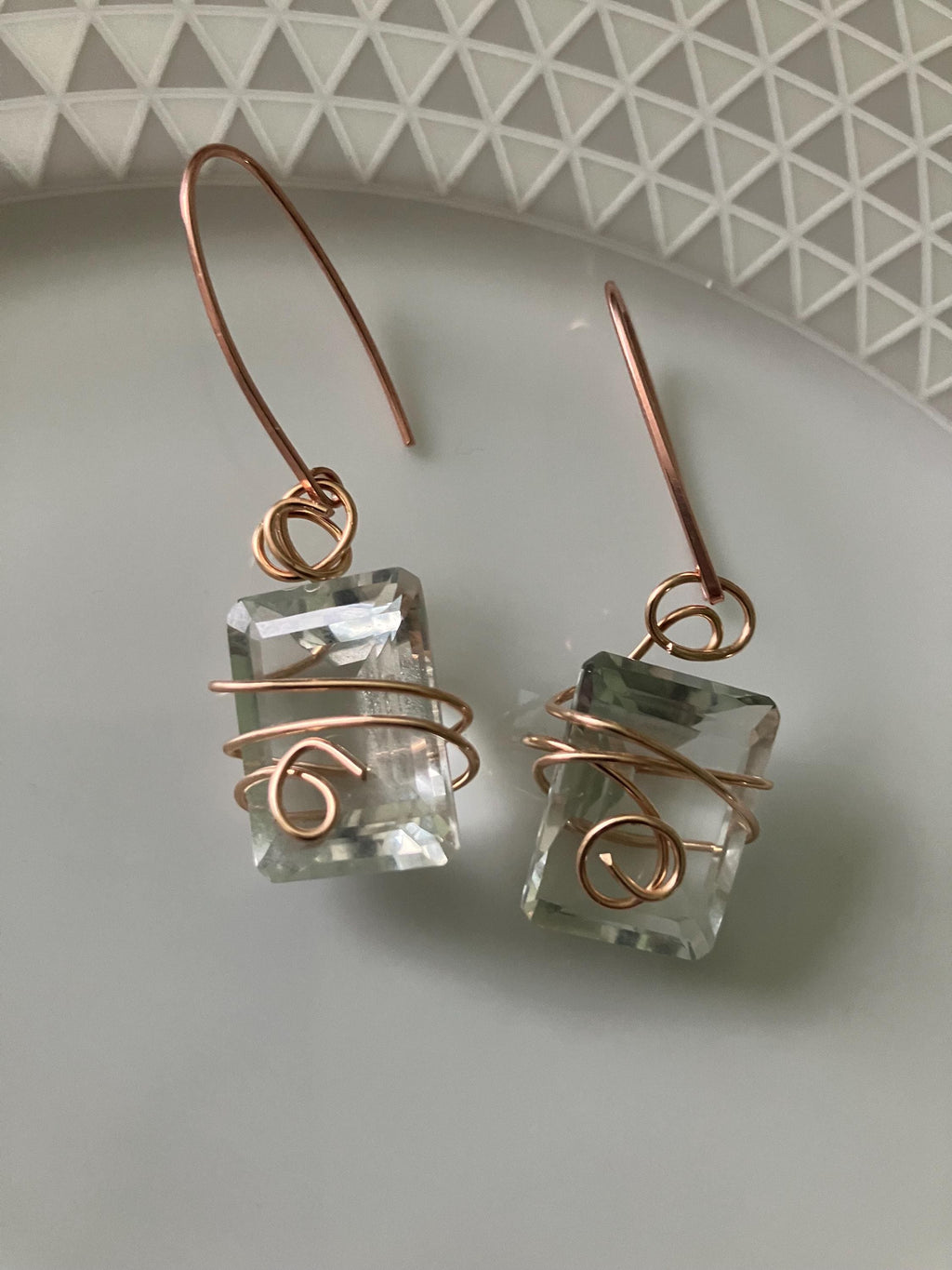 Boucles, boucles artistiques, argent 925, bronze, semi précieuse, améthyste verte, grade AAA