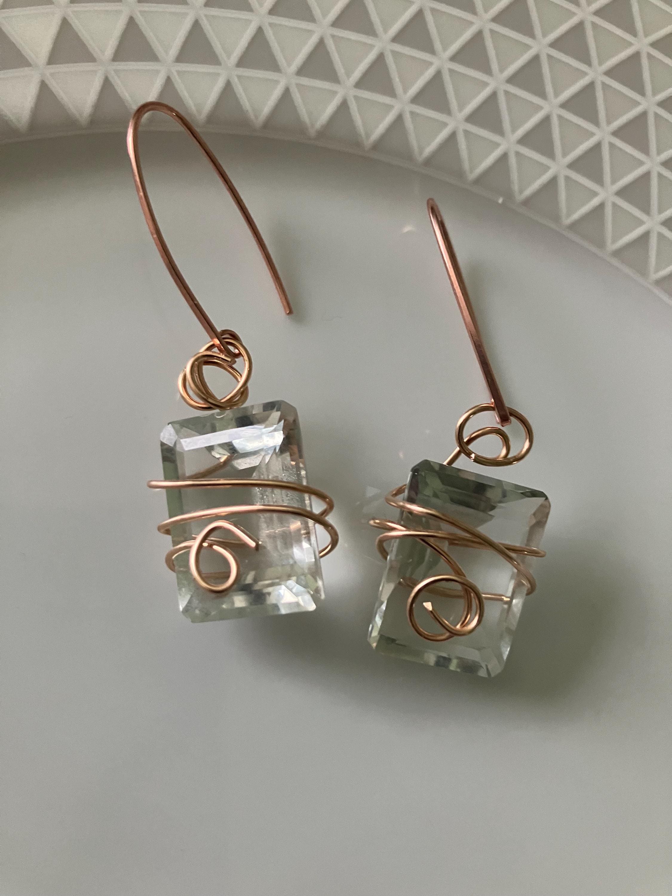 Boucles, boucles artistiques, argent 925, bronze, semi précieuse, améthyste verte, grade AAA