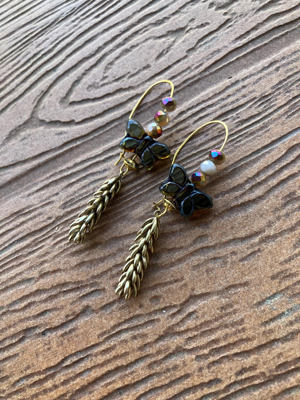 boucles vintage épi en laiton massif et verre Picasso tchèque