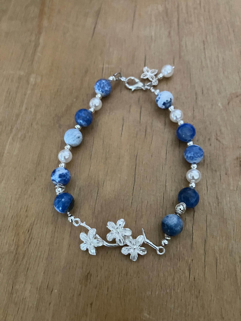 Bracelet, bracelet chic, semi précieuse ,agate de feu bleu, argent 925