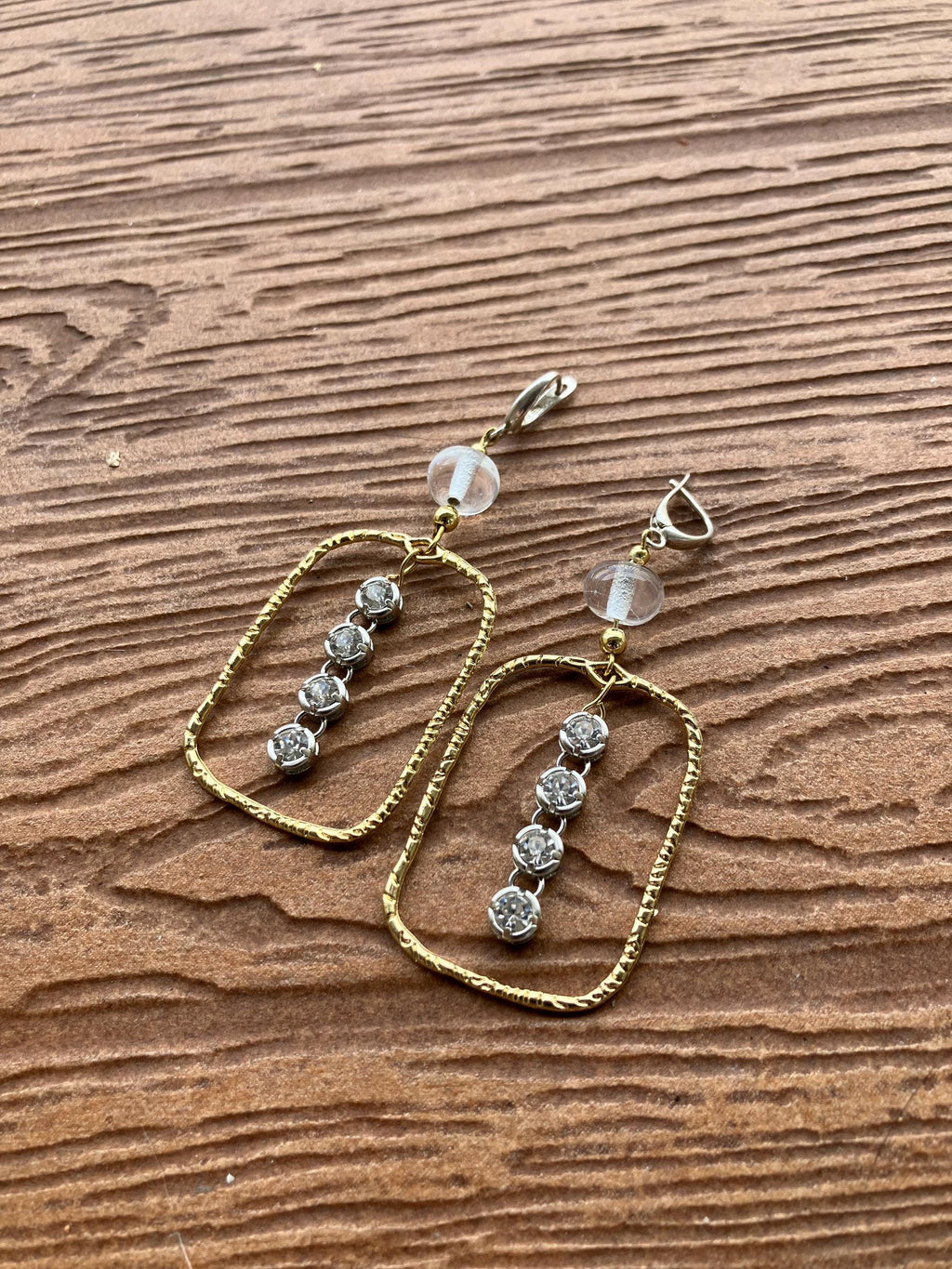 boucles pendantes rectangulaires tendance argent 925, verre filé d art, plaqué or et alliage placage or