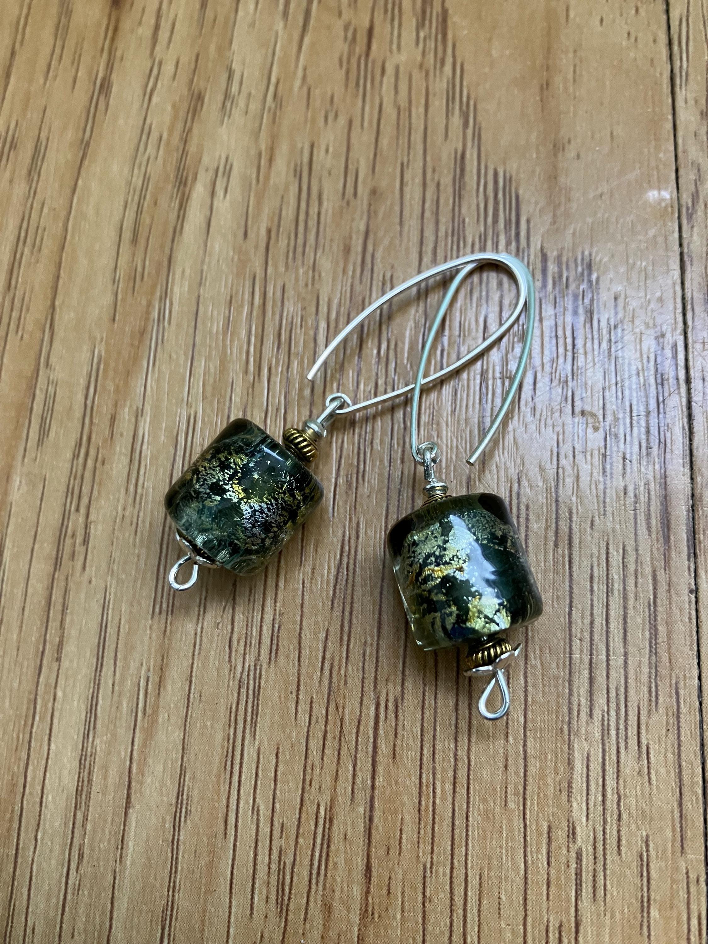 Boucles, boucles argent 925, Boucles verre filé, boucles chic minimaliste