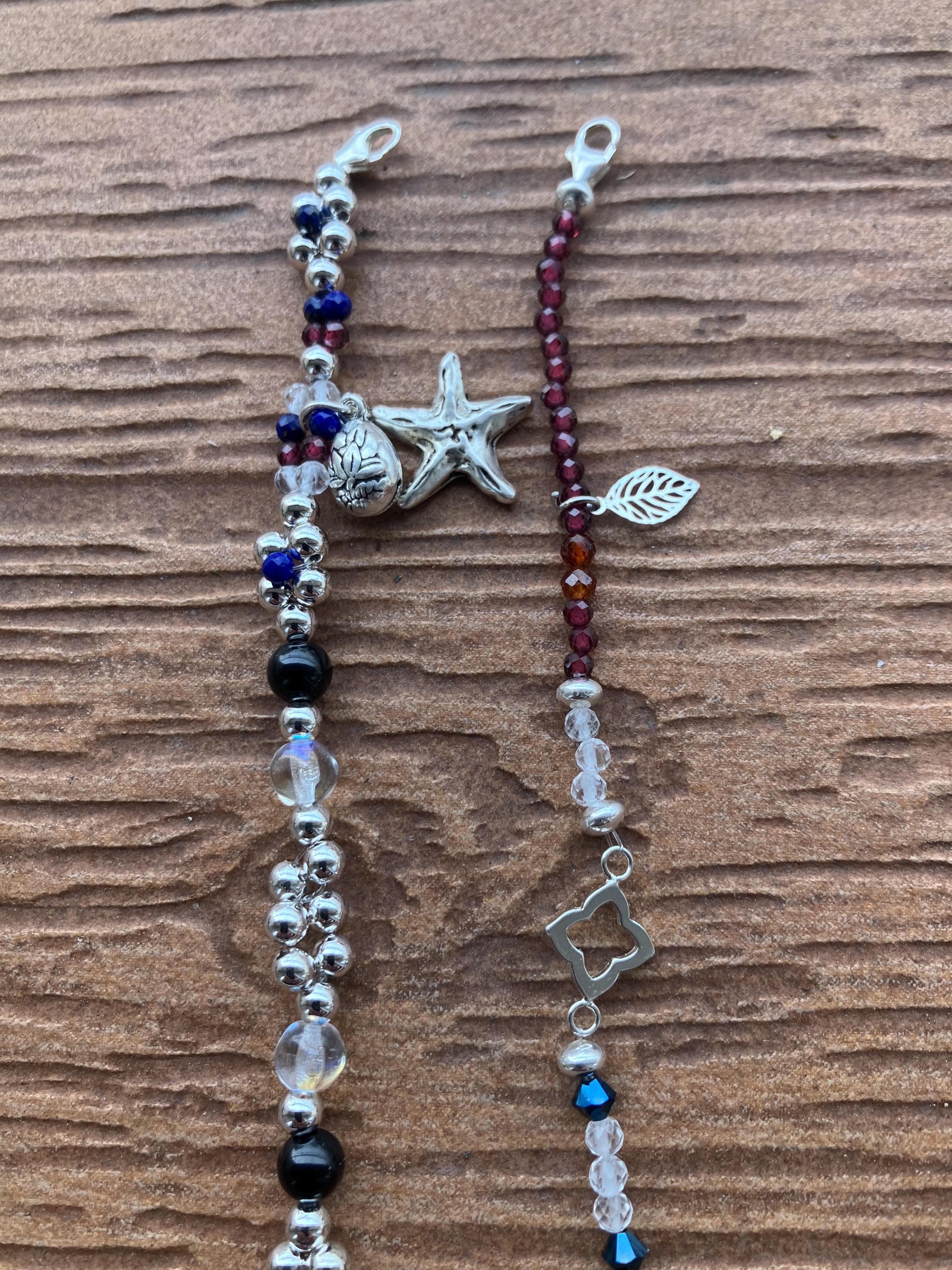 ensemble bracelets originaux semi précieuse lapis lazuli, cristal de roche, onyx, grenat