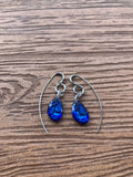 boucles modernes argent 925 et cristaux bleus radiolaires autrichiens