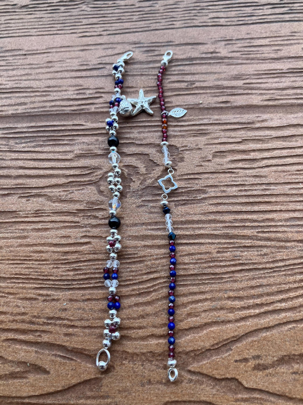 ensemble bracelets originaux semi précieuse lapis lazuli, cristal de roche, onyx, grenat