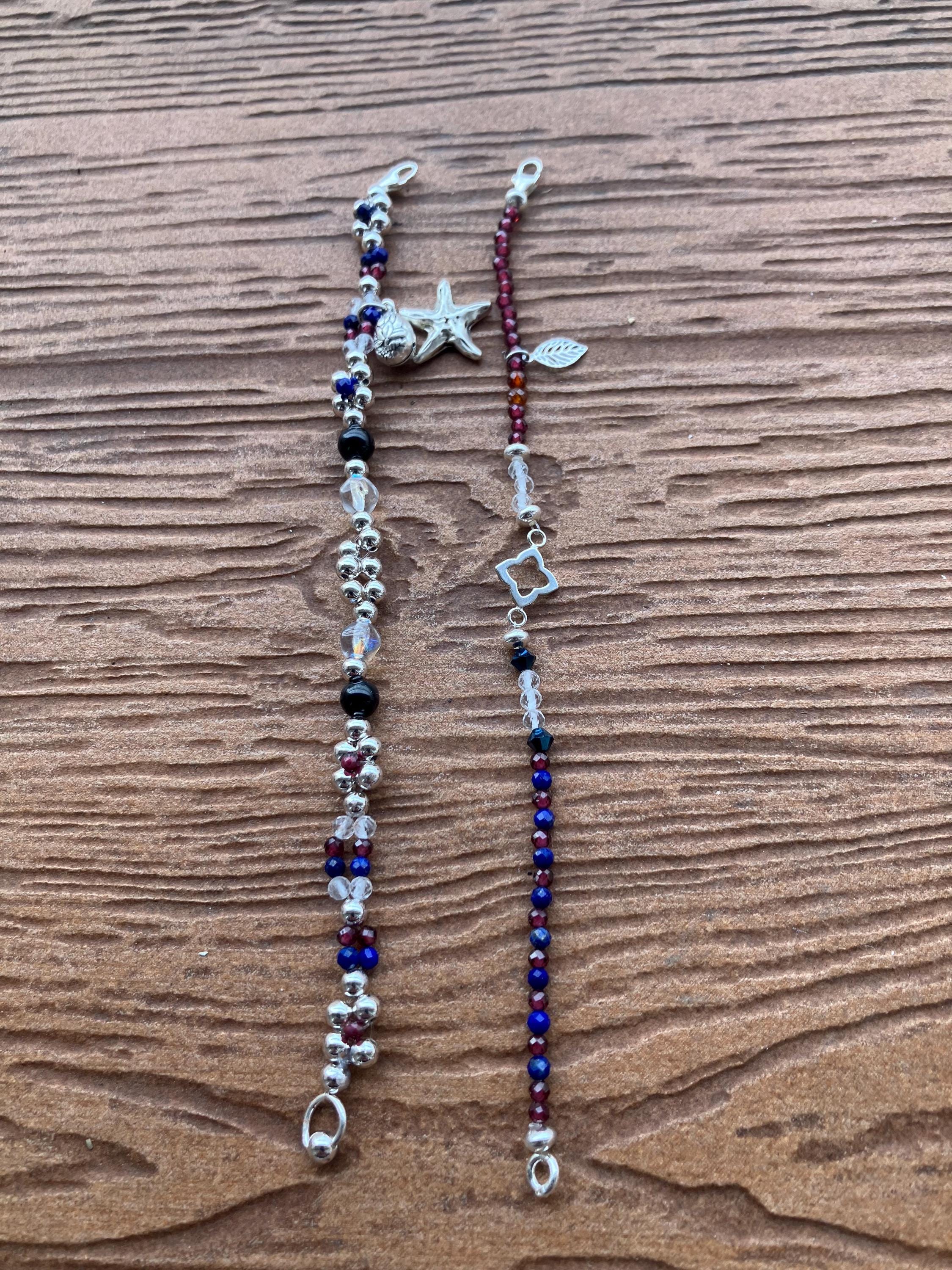 ensemble bracelets originaux semi précieuse lapis lazuli, cristal de roche, onyx, grenat