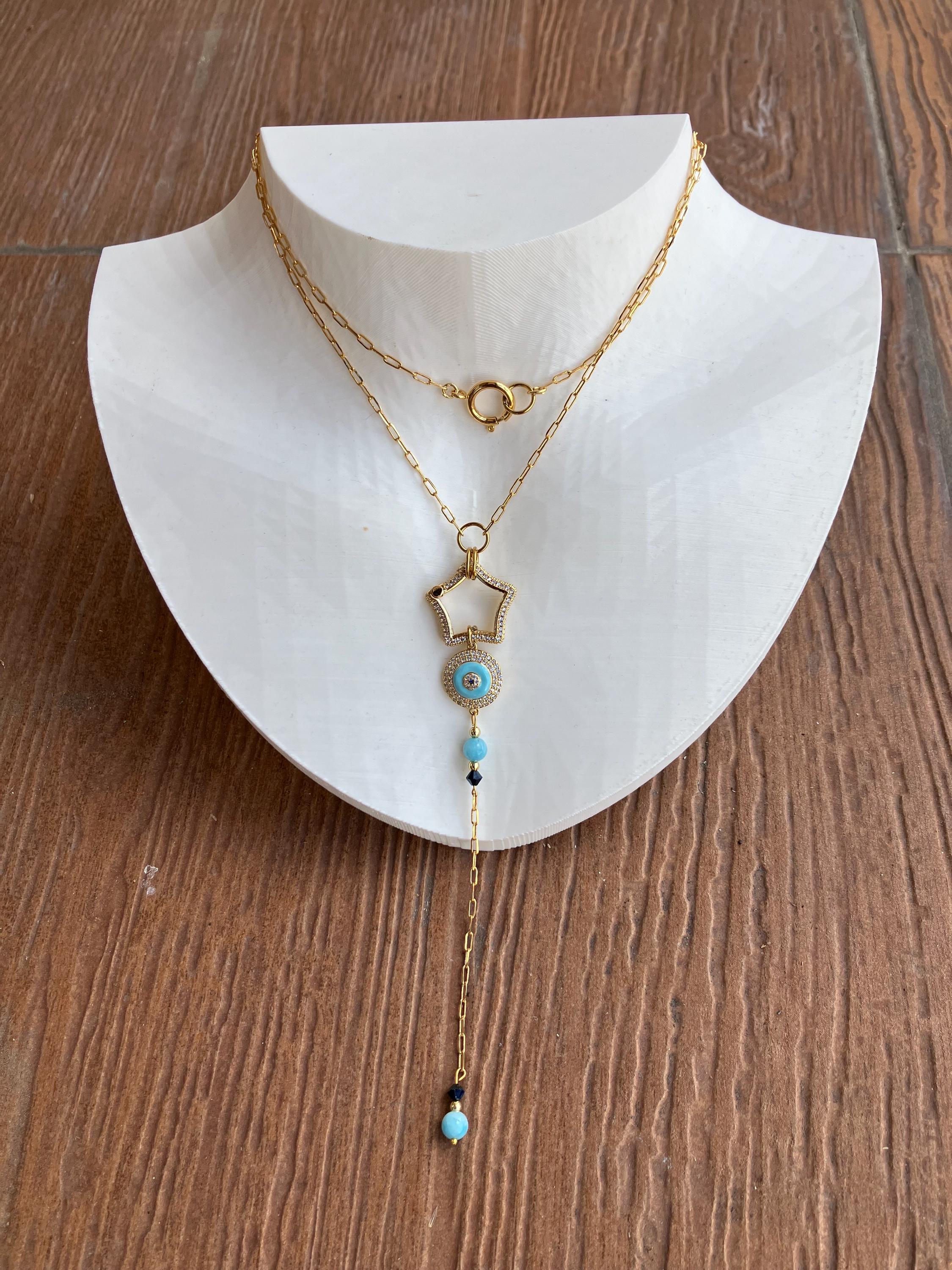 sautoir chic minimaliste en plaqué or 24 carats 3 microns avec pendentif original en aurifié et zircons