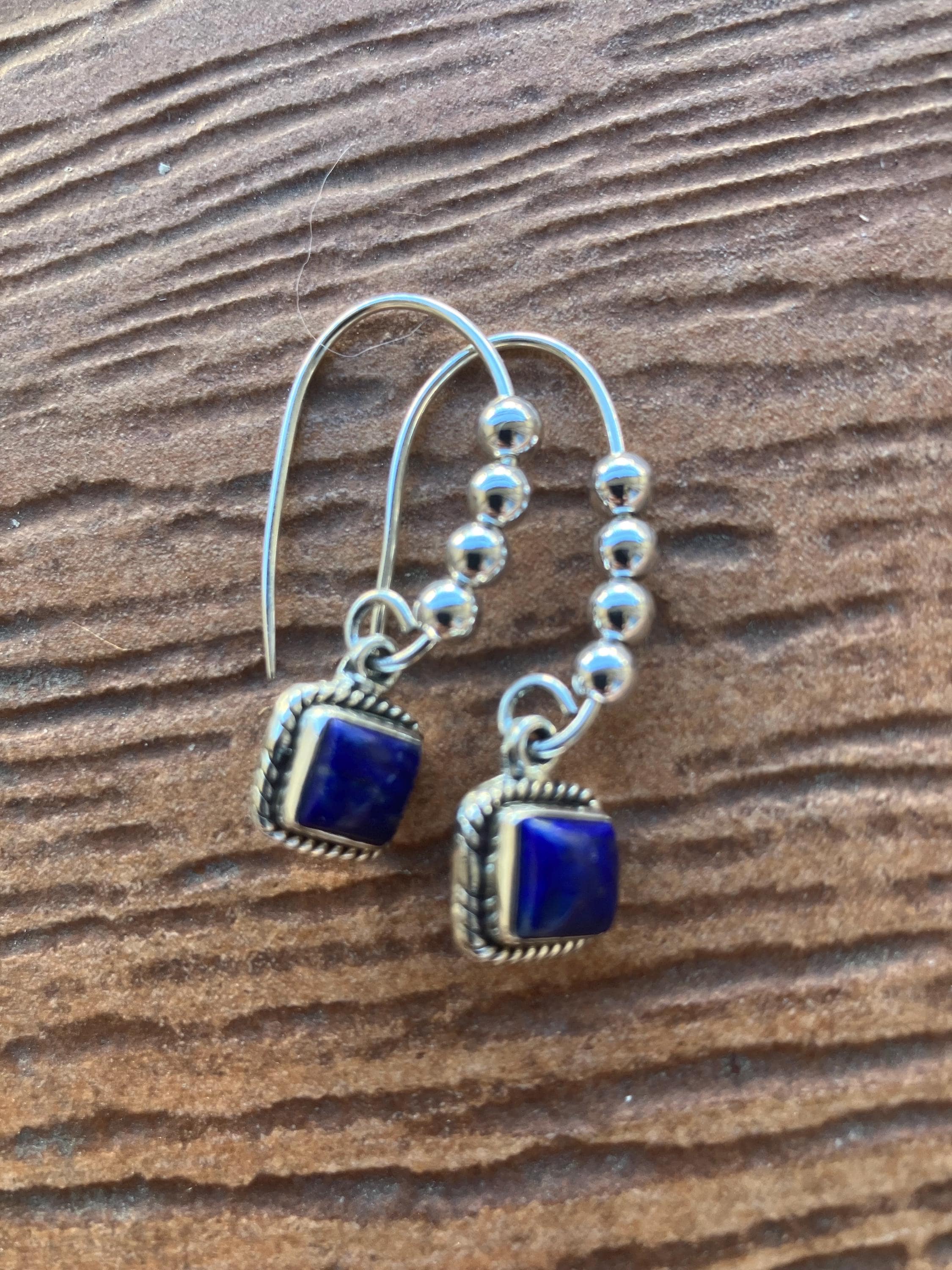 boucles, boucles semi précieuse, boucles argent 925, boucles lapis lazuli