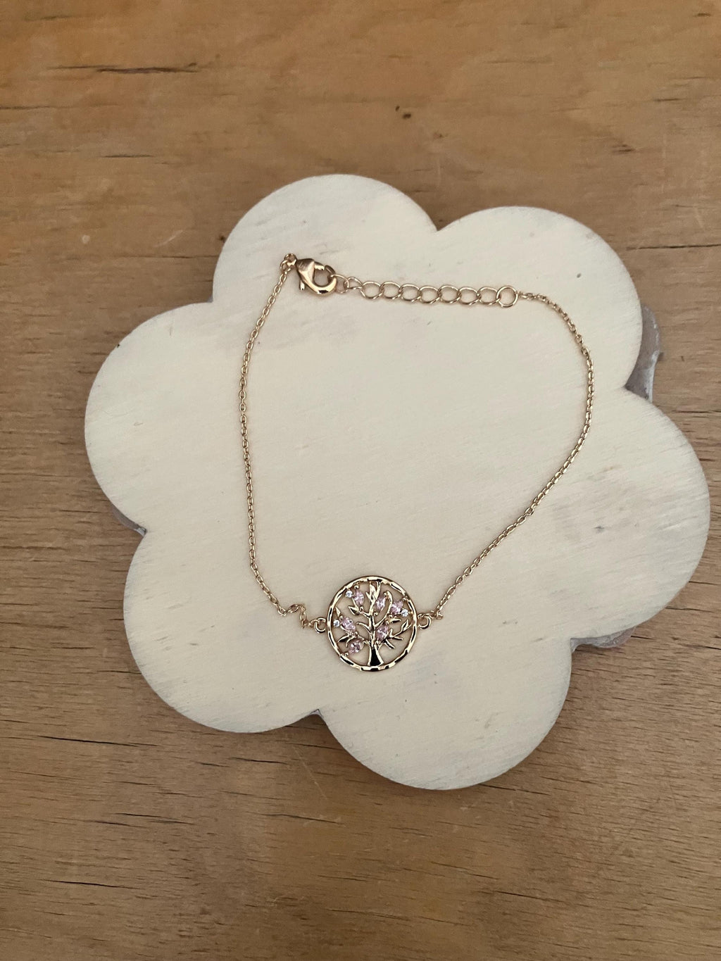 Bracelet, bracelet arbre de vie, plaqué or 18k trois microns