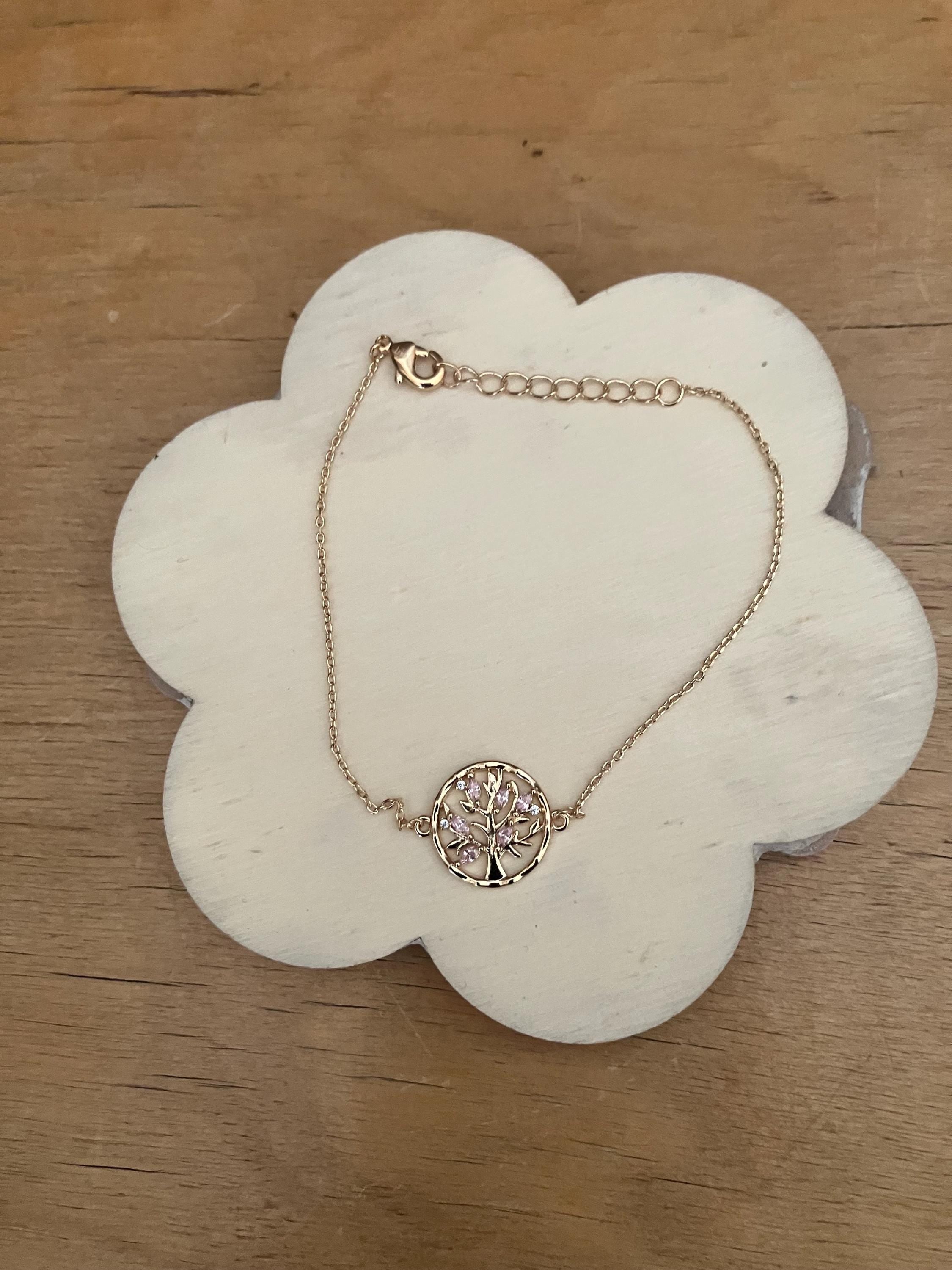 Bracelet, bracelet arbre de vie, plaqué or 18k trois microns