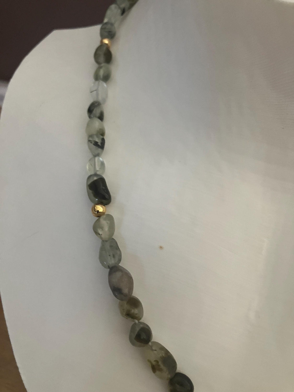 collier, semi précieuse,  prehnite, aventurine