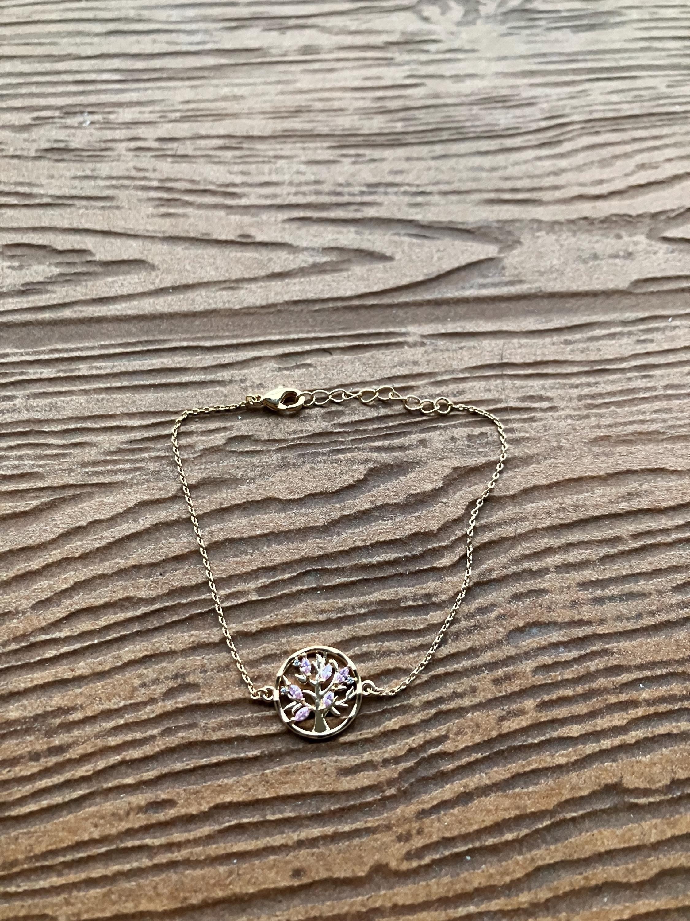 Bracelet, bracelet arbre de vie, plaqué or 18k trois microns