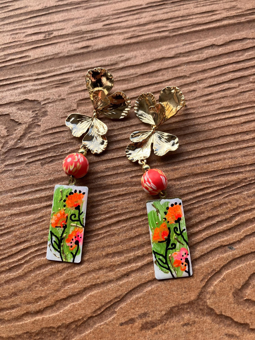 Longues boucles d oreille artistiques fleuries romantiques japonisantes