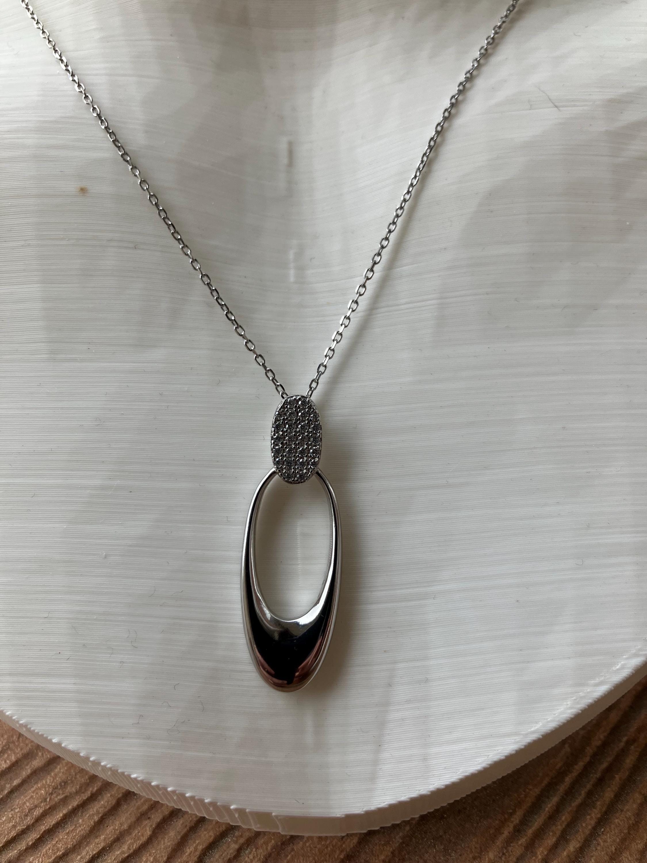 collier chic minimaliste en argent 925 rhodie et zircons