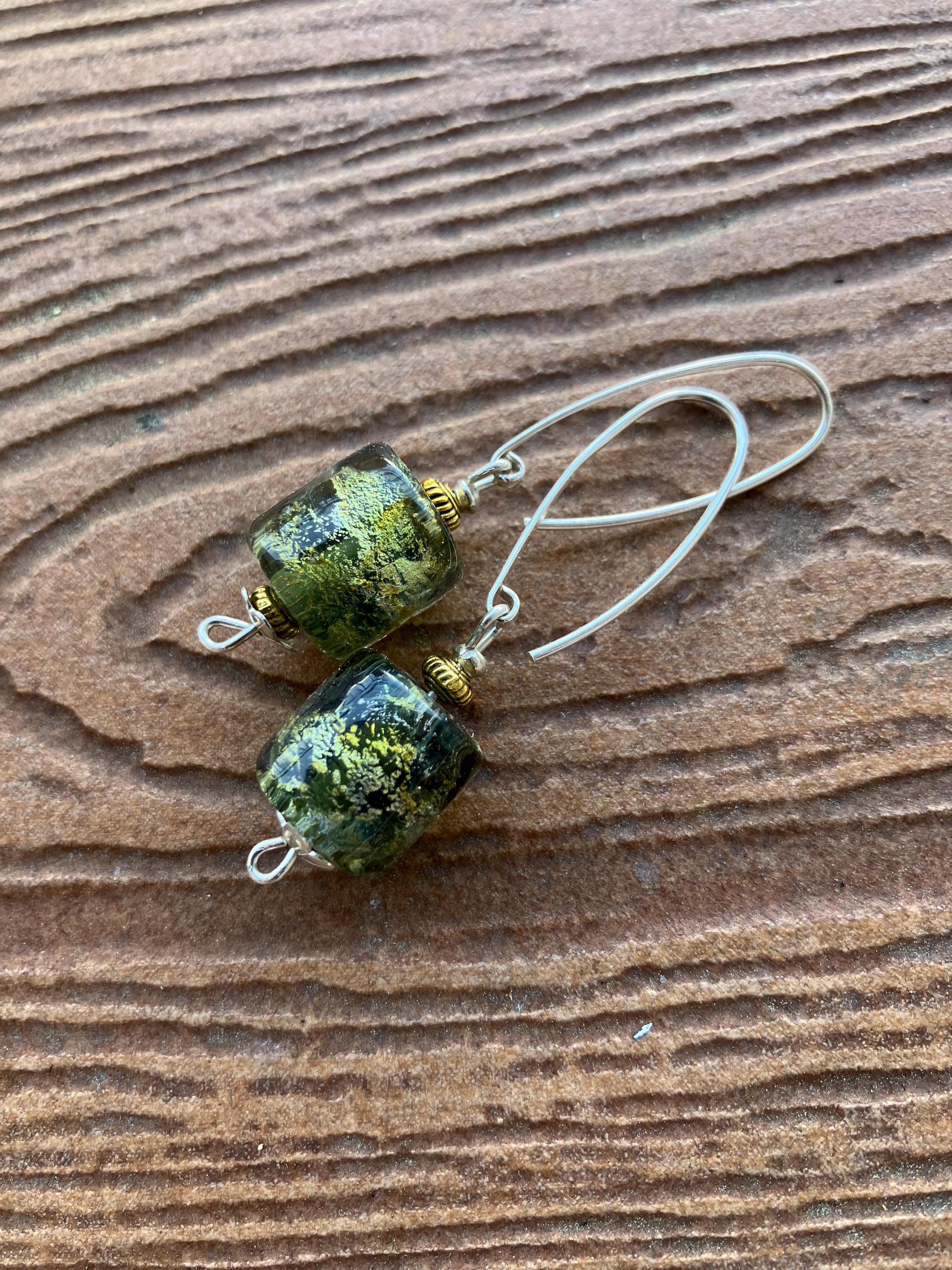 Boucles, boucles argent 925, Boucles verre filé, boucles chic minimaliste