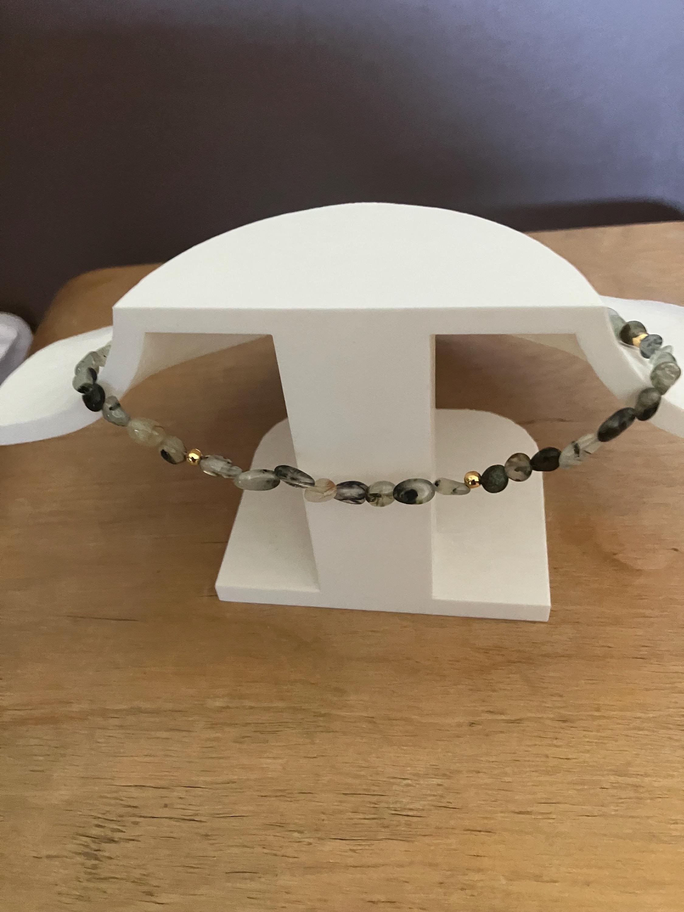 collier, semi précieuse,  prehnite, aventurine