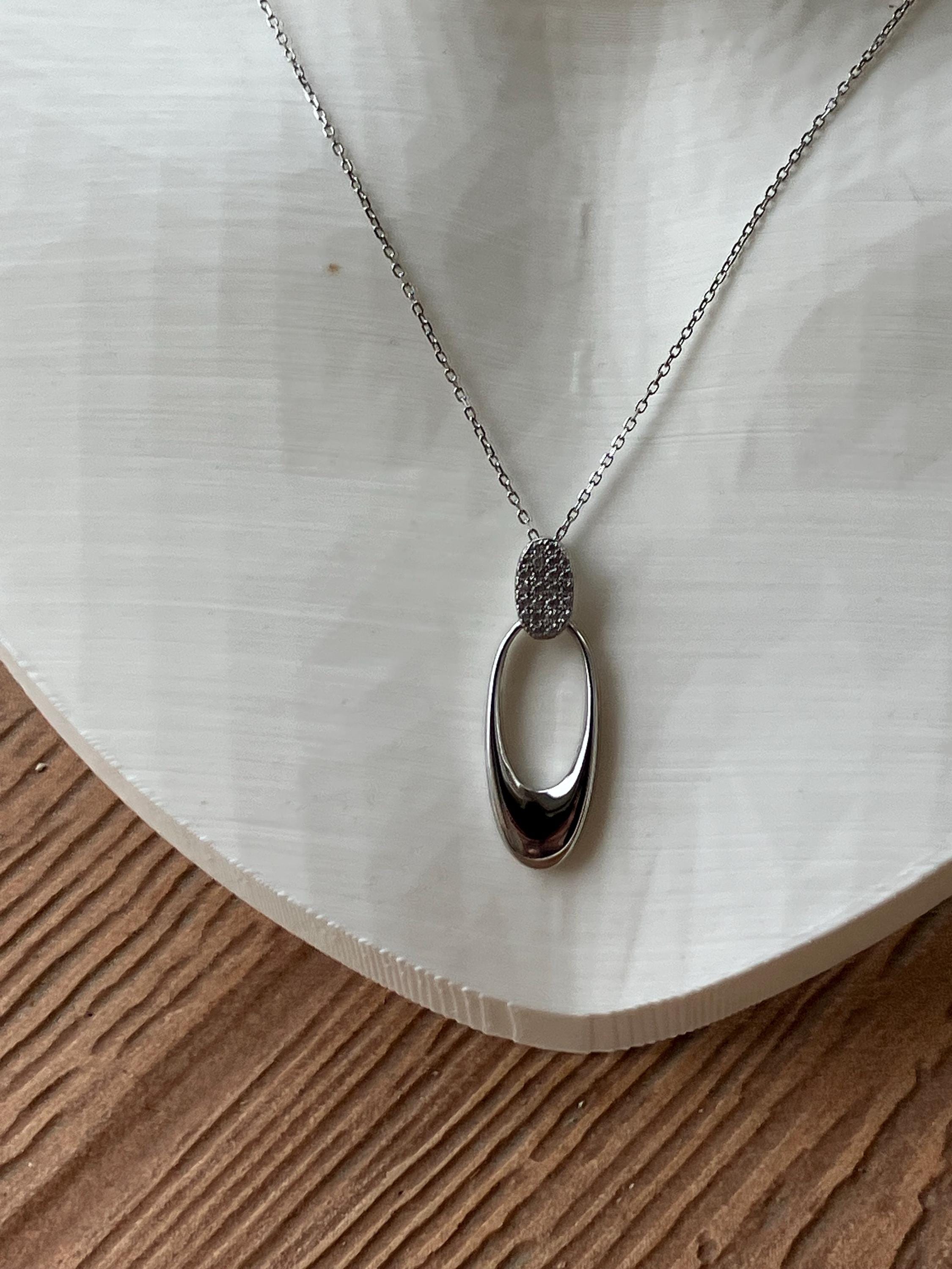 collier chic minimaliste en argent 925 rhodie et zircons