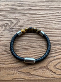 bracelet cuir et semi précieuse œil de tigre