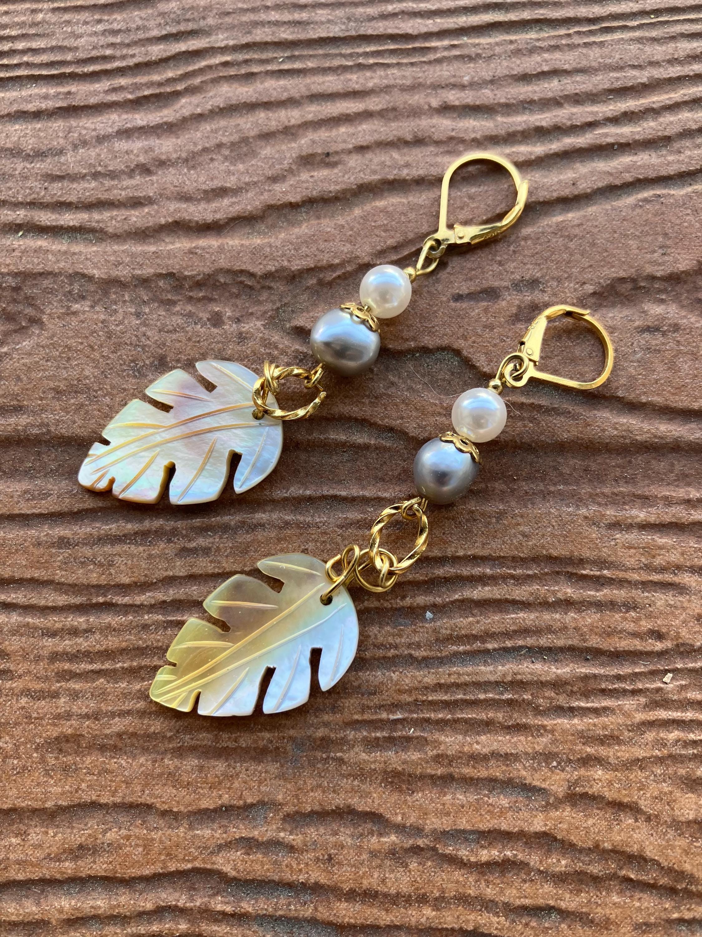 Boucles, boucles pendantes, nacre, boucles originales, boucles perles d eau douce, fête des mères