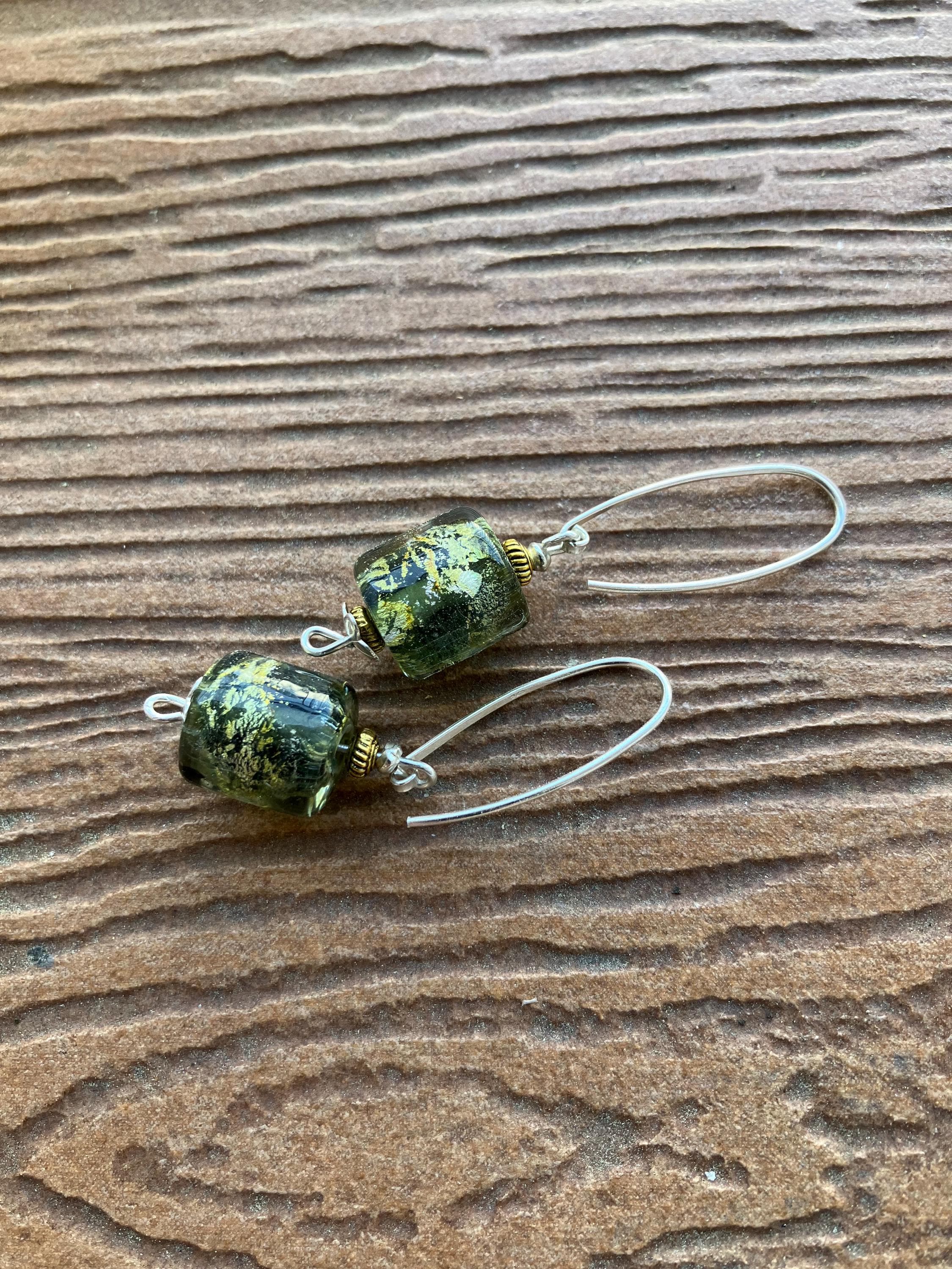 Boucles, boucles argent 925, Boucles verre filé, boucles chic minimaliste