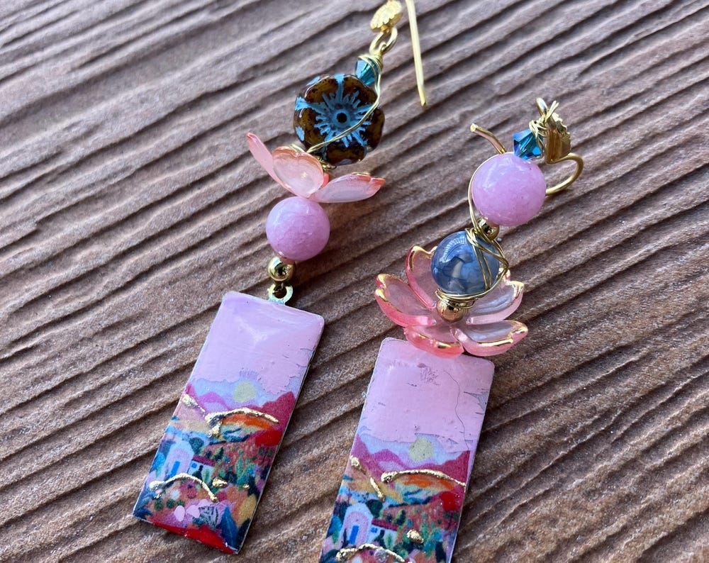Artistic mismatched earrings